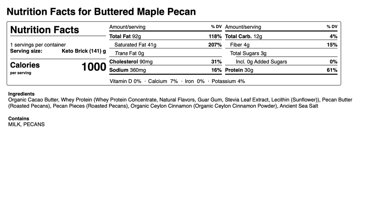 Buttered Maple Pecan Keto Brick