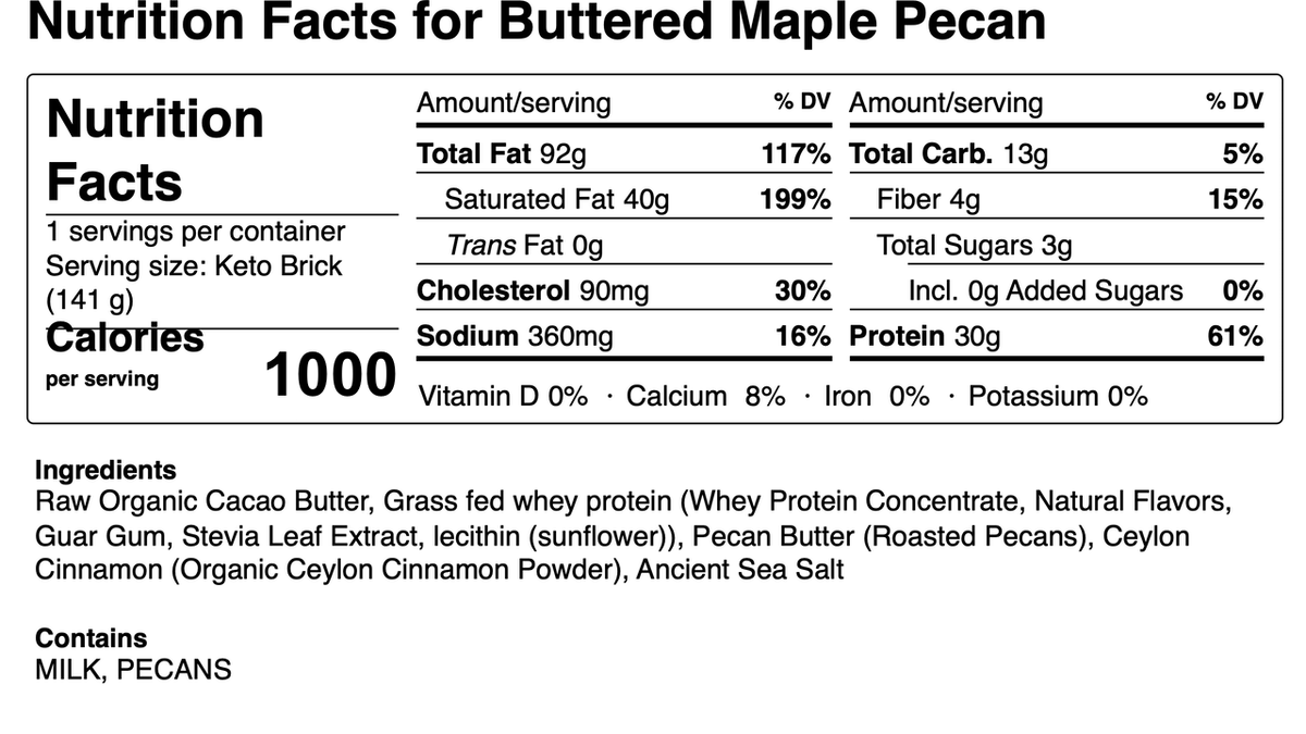 Buttered Maple Pecan Keto Brick