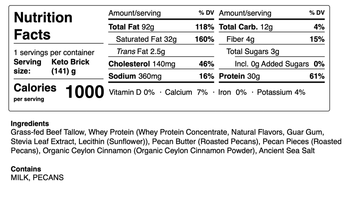 Tallow Buttered Maple Pecan Keto Brick