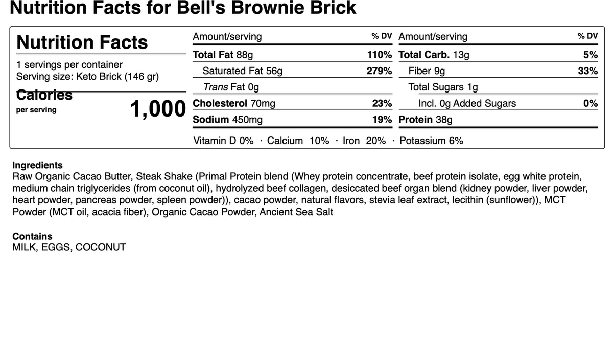 Bell's Brownie Batter Keto Brick