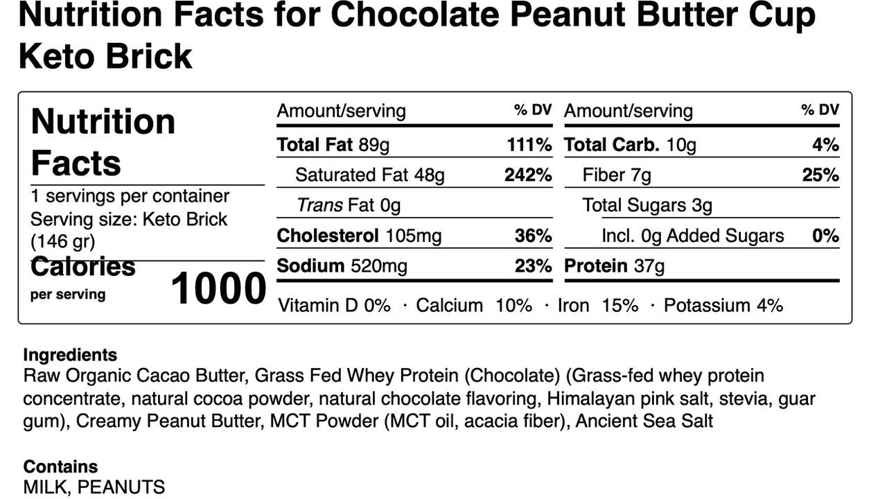 Chocolate Peanut Butter Cup Keto Brick