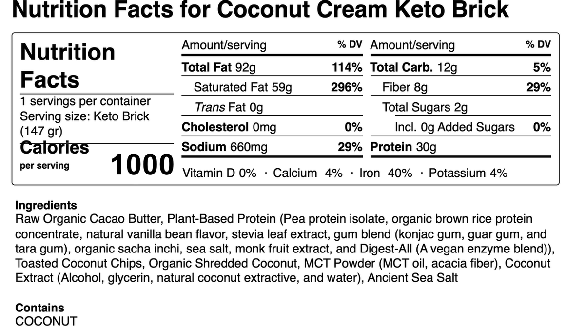 Coconut Cream Keto Brick